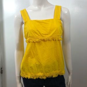 JCrew bright yellow tank Top with fringe hem size xs